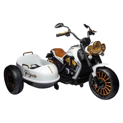 Детский электромотоцикл с коляской IT111068 белый